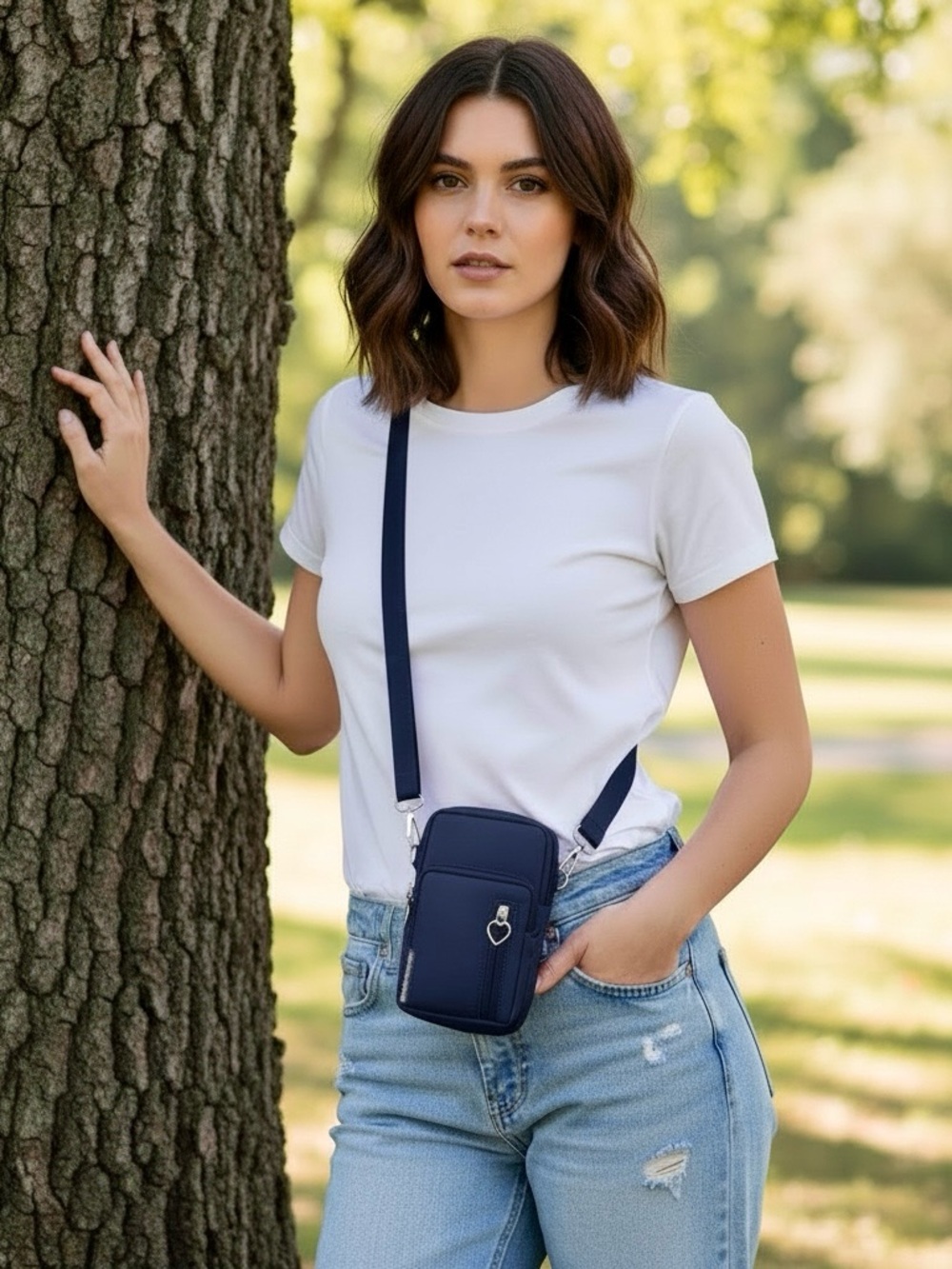 Navy Blue Versatile Crossbody Bag